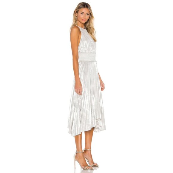 ALC Weston Dress Silver Size 8 Pleated Metallic Revolve - Picture 2 of 8